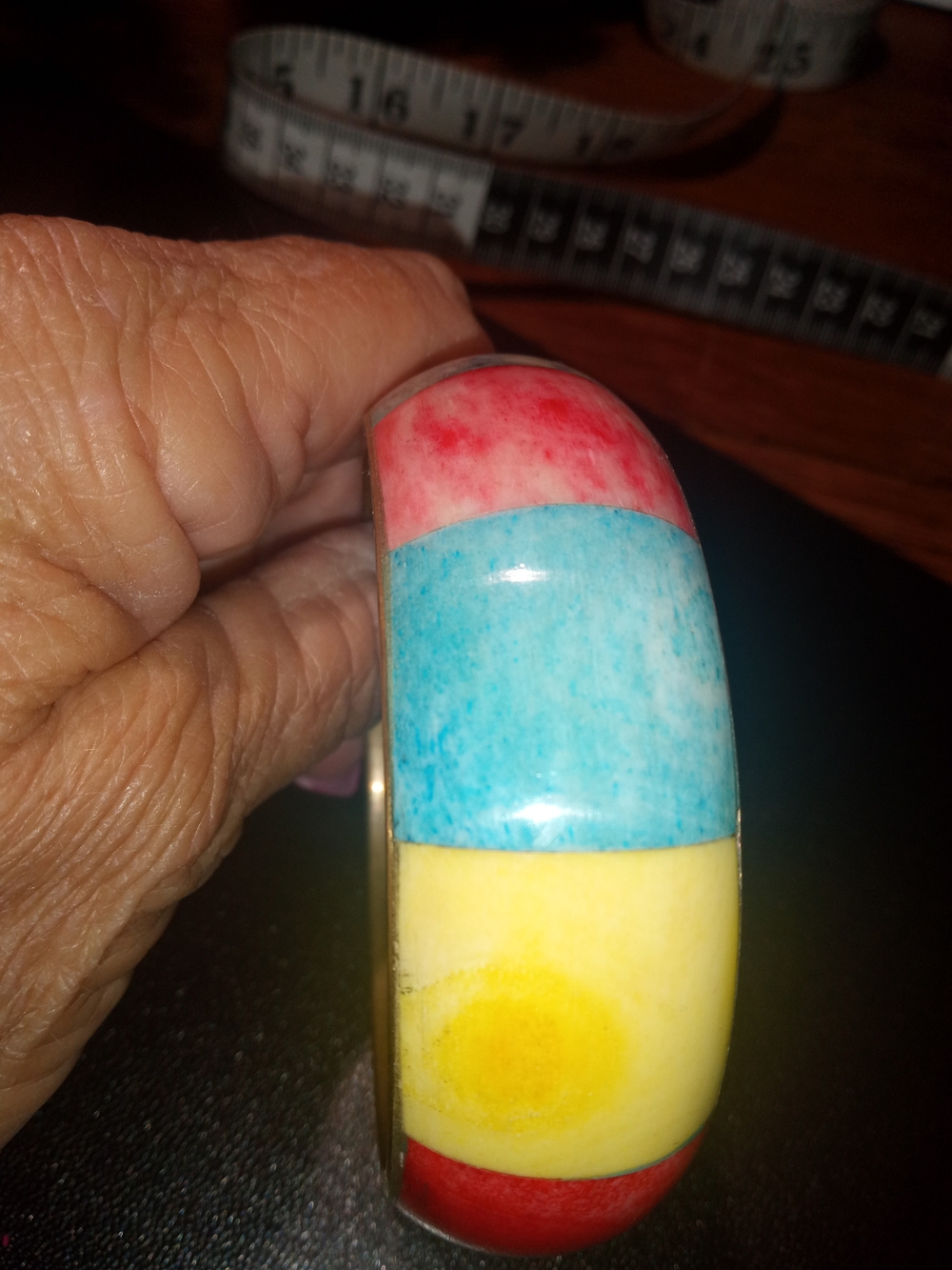 Bone Color-Block Bath Bracelet - Red, Blue & Yellow
